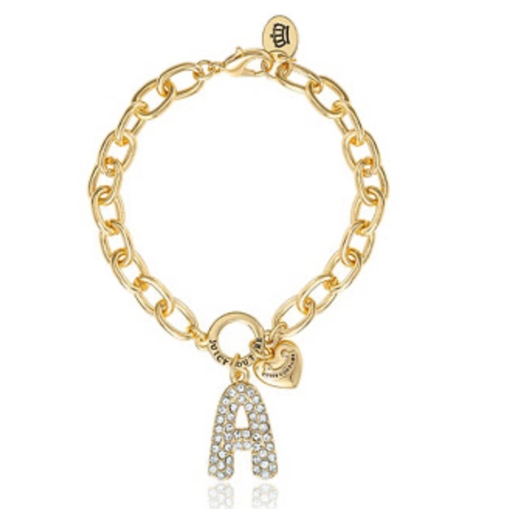 Juicy Couture Gold Bracelet with Bubble “A” Initial Charm